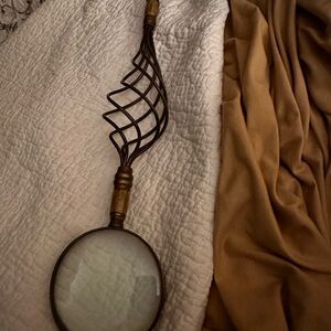 Elegant Bronze Magnifying Glass with Wooden Handle
